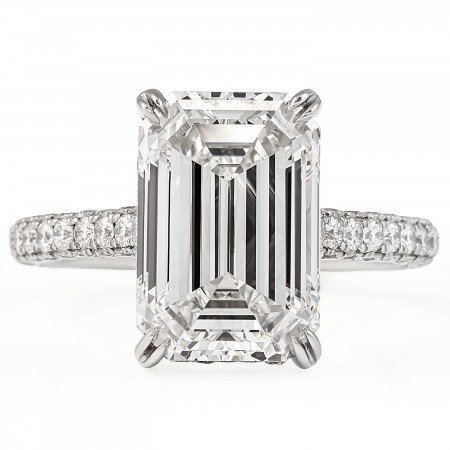 5.04 carat Emerald Cut Diamond Three-Row Ring flat