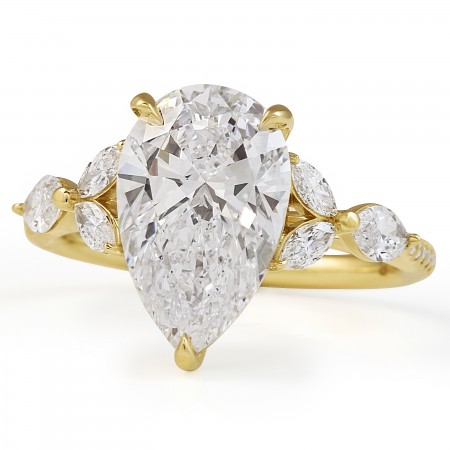 3.08 carat Pear Shape Lab Diamond Seven-Stone Ring