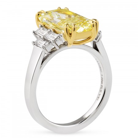 5 carat Fancy Yellow Radiant Diamond Seven-Stone Ring flat