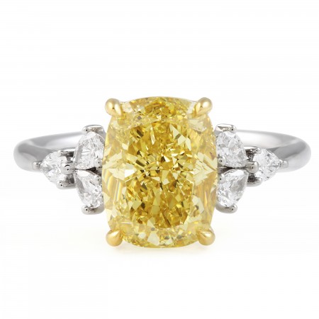 3.32 carat Cushion Yellow Diamond Seven-Stone Ring flat