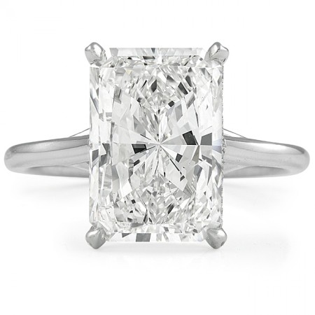 5 carat Radiant Cut Diamond Solitaire Engagement Ring flat