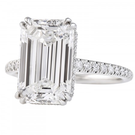 4.68 carat Emerald Cut Diamond Engagement Ring flat