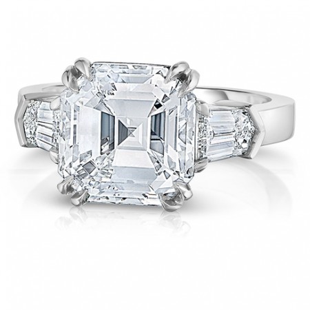 5.01 carat Asscher Cut Diamond Engagement Ring flat