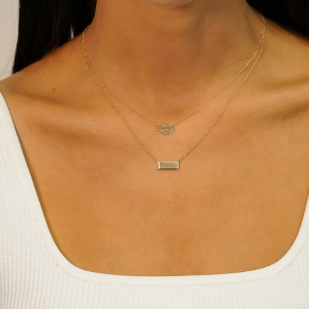 Pave Edge Diamond Bar Necklace