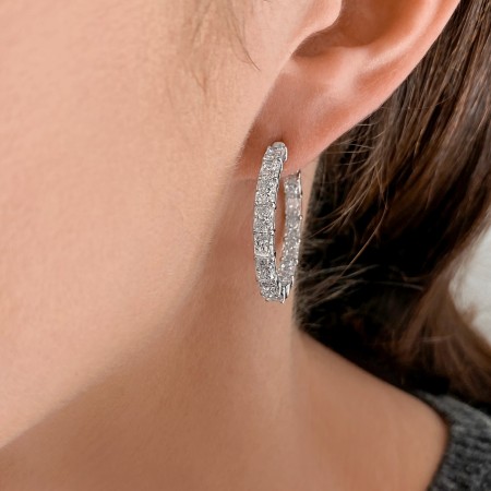 6.1 carat Radiant Lab Diamond In-Out Hoop Earrings