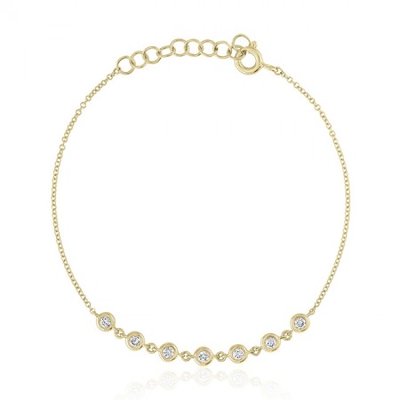 Round Diamond Bezel Chain Bracelet flat