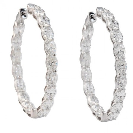 7.5 carat Oval Lab Diamond In-Out Hoop Earrings