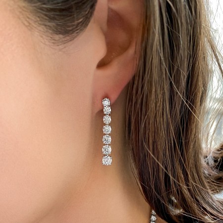 Graduating Round Lab Diamond Drop Earrings front