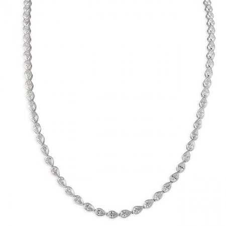 11.9 carat Pear Shape Lab Diamond East-West Bezel Tennis Necklace