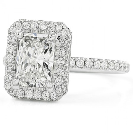 1.52ct Radiant Cut Lab Diamond Halo Engagement Ring top
