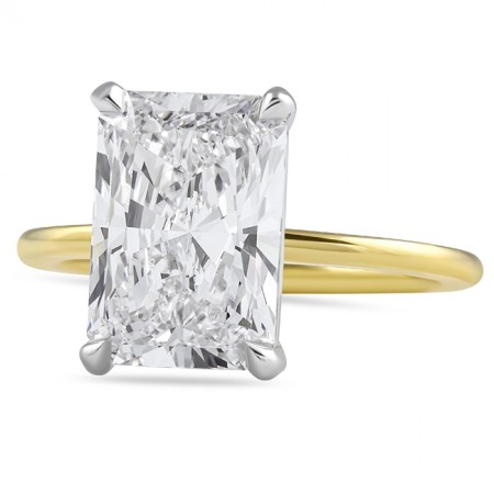 4.31 carat Radiant Cut Lab Diamond Pave Prong Ring top