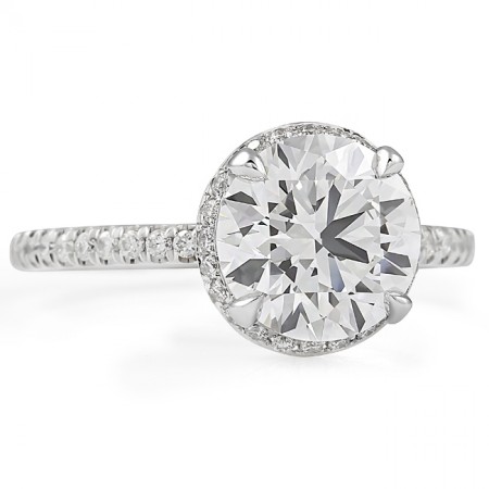 2.32 carat Round Lab Diamond Hidden Halo™ Engagement Ring flat