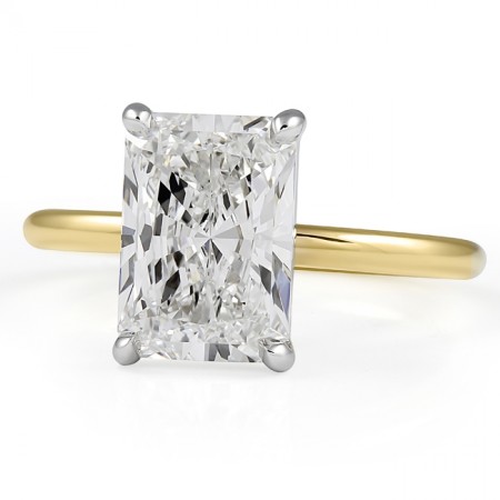 2.71 carat Radiant Cut Lab Diamond Two-Tone Solitaire Ring flat