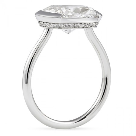 3.54 carat Cushion Lab Diamond Bezel Set Invisible Gallery­™ Ring flat