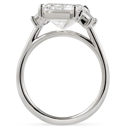 4.17 carat Emerald Lab Diamond Three Stone Ring flat