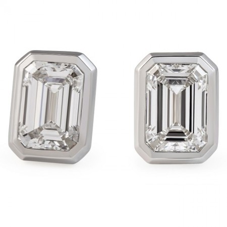 3.4 carat TW Emerald Cut Lab Diamond Bezel Studs wg