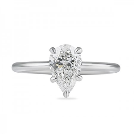 1.01ct Pear Shape White Gold Solitaire Engagement Ring flat