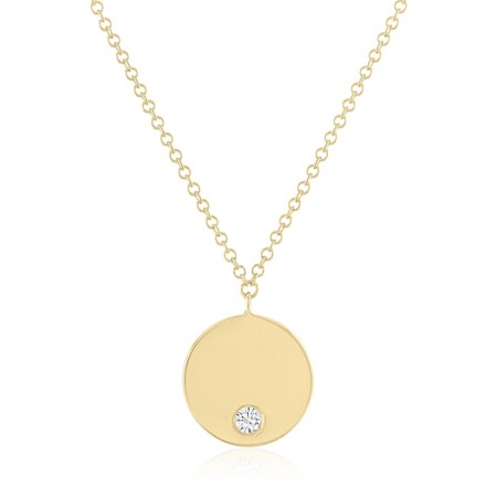 Engravable Disc Pendant yellow gold diamond necklace jewelry new york city jewelry