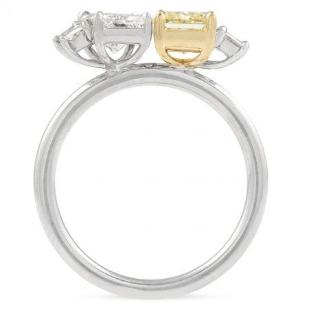 Radiant Cut Diamond Duo Design with Side-Stones front view