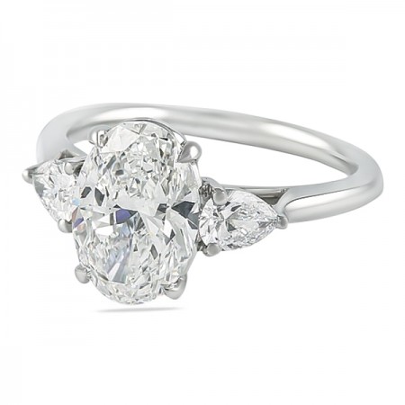 2.03ct Oval Diamond Three-Stone Engagement Ring flat