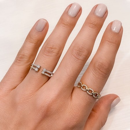 Pave Chain Link Ring flat