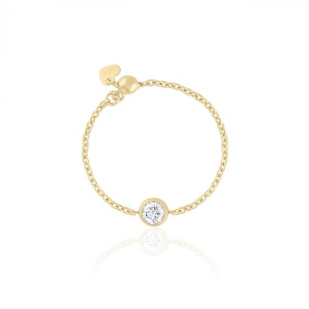 Bezel Diamond Chain Ring white gold