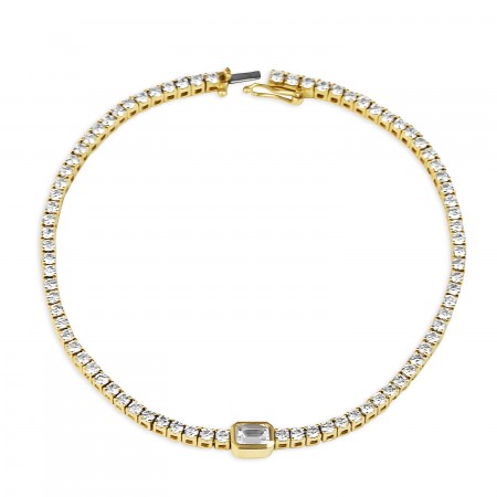 1.99 carat Diamond Tennis Bracelet with Bezel Set Emerald open