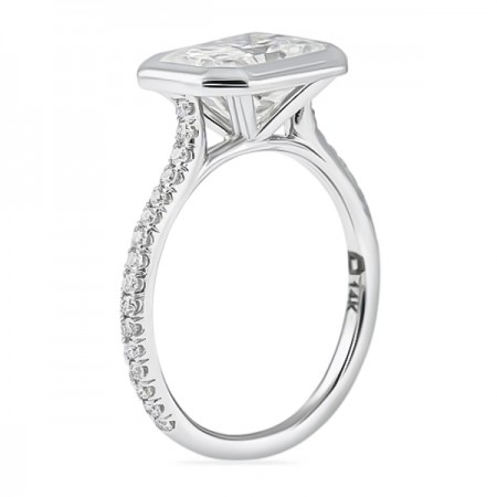 Radiant Moissanite Bezel Set Engagement Ring 