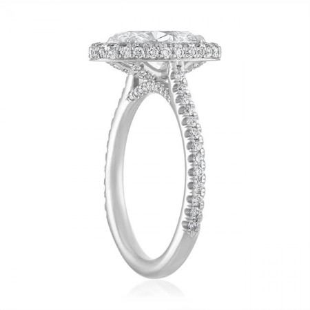 2 carat Oval Diamond Double-Edge Halo Cathedral Engagement Ring front
