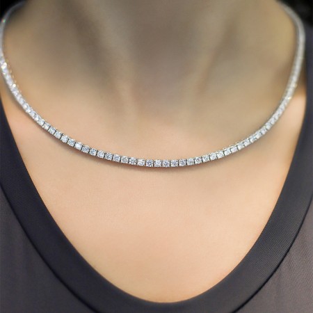 14.4 carat TW Lab Diamond Four Prong Tennis Necklace full
