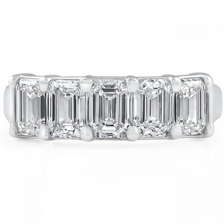 5-Stone Emerald-Cut Gia Graded Diamond Band front view