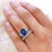 5.46 carat Cushion Sapphire and Diamond Three-Stone Ring lifestyle