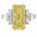 5 carat Fancy Yellow Radiant Diamond Seven-Stone Ring flat