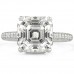 Asscher Cut Moissanite Three Row Band Engagement Ring front view