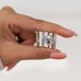 3.07 Antique Cushion Lab Diamond Three-Stone Engagement Ring lifestyle pairing