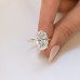 7.34 carat Oval Lab Diamond Pave Prong Ring lifestyle pinch