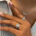 Radiant Cut Moissanite Super Slim Band Engagement Ring on ladies hand