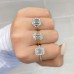4.10 carat Emerald Lab Diamond Three Stone Ring lifestyle fist