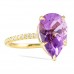 Amethyst Pear and Diamond Yellow Gold Ring flat