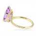 Amethyst Pear and Diamond Yellow Gold Ring upside down