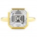 4.43 carat Asscher Cut Lab Diamond Bezel Set Ring flat