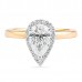 1.20 Carat Pear Shape Diamond Halo Engagement Ring & Plain Band flat