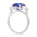 5.46 carat Cushion Sapphire and Diamond Three-Stone Ring profile