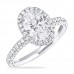 1.51 carat Oval Diamond Halo Three-Row Band Engagement Ring angle