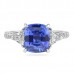 3.23ct Sapphire and Diamond Three-Stone Ring with Pave flat