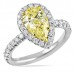 1.60ct Pear Shape Yellow Diamond Halo Ring angle