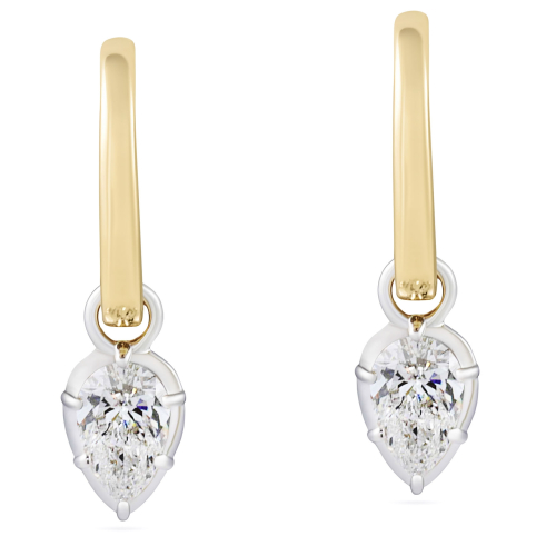 Pear Shape Lab Diamond Georgian Drop Earrings