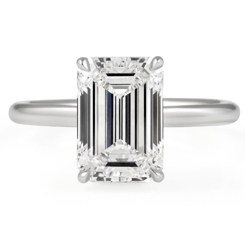 3.17 carat Emerald Cut Lab Diamond Baguette Wrap Ring profile
