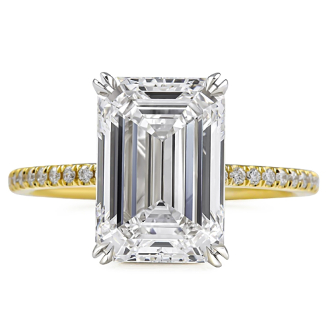 4.05 carat Emerald Cut Lab Diamond Signature Wrap Ring flat