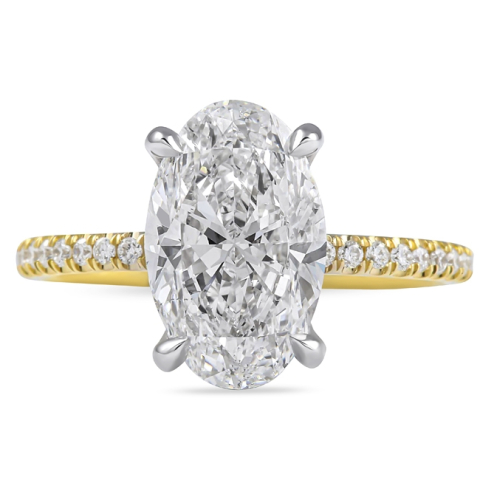 3.01ct Oval Diamond Two-Tone Engagement Ring flat
